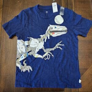 Gap T Shirt Boys Size S 6-7 interactive robot dinosaur blue NEW graphic Tech Fun